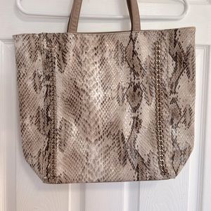 Snake Skin Beige Tote Purse